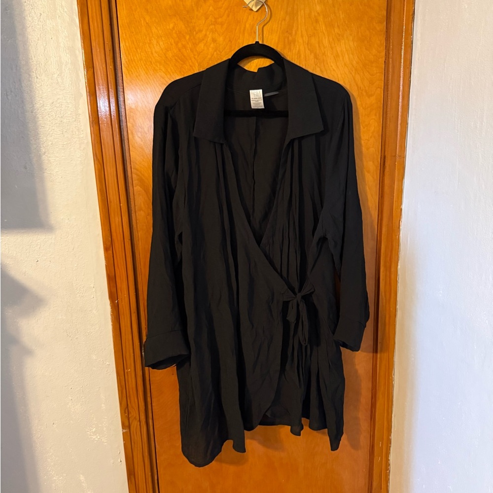 Time and Tru Black Women's Wrap Swimsuit Cover up Size 2X